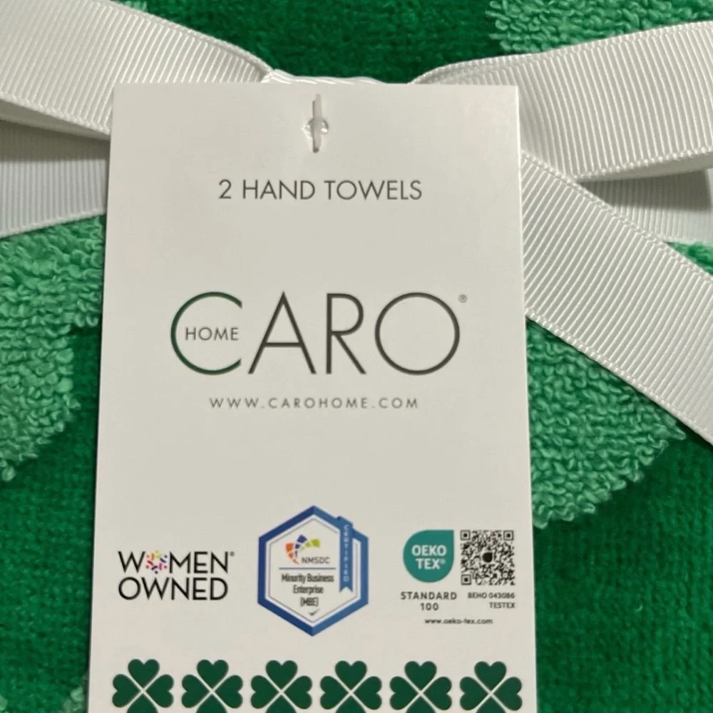 CARO HOME St Patricks Shamrock Hand Towels, Set of 2
